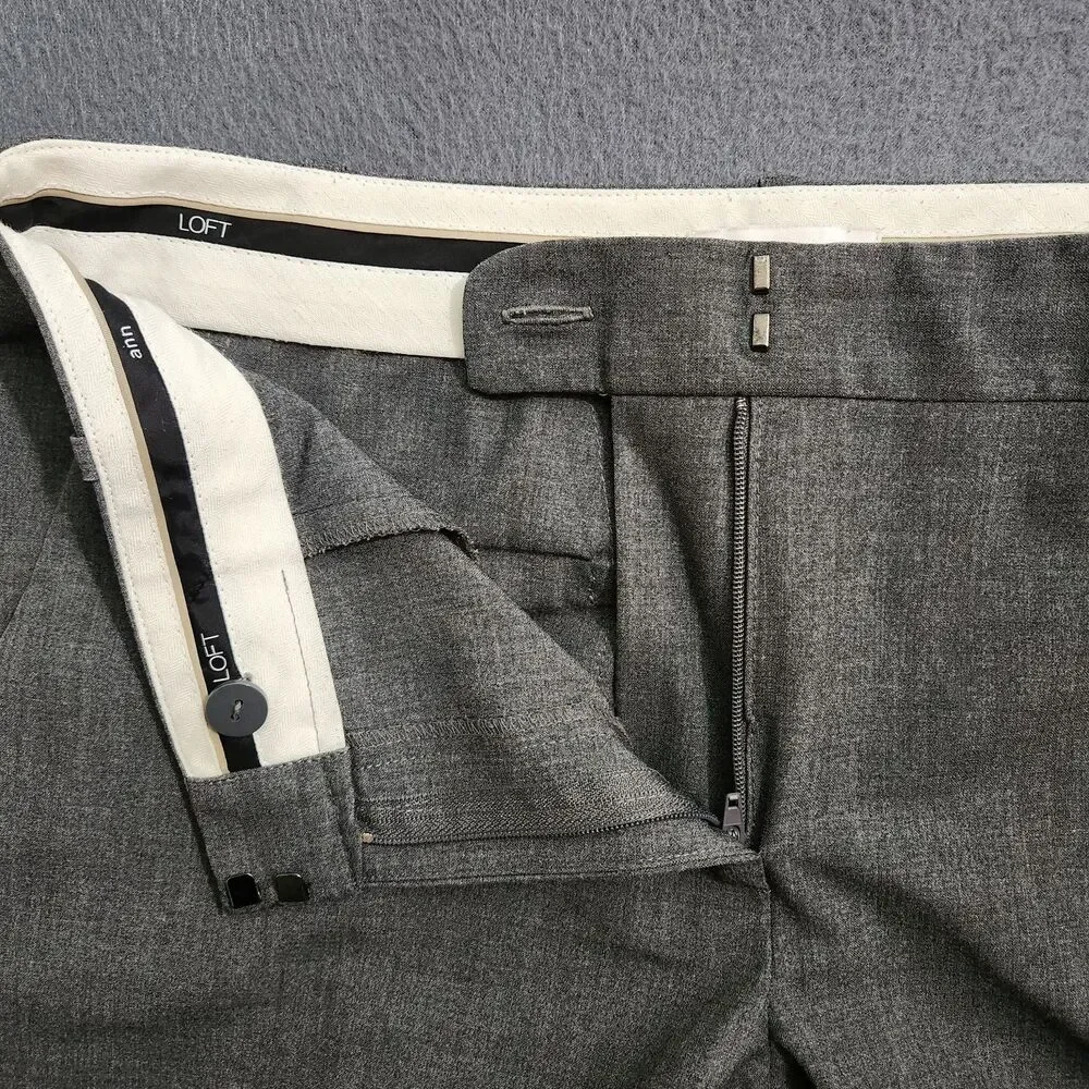 Ann Taylor LOFT Dress Pants Women 4 Gray Ann Mid Rise Straight Leg
